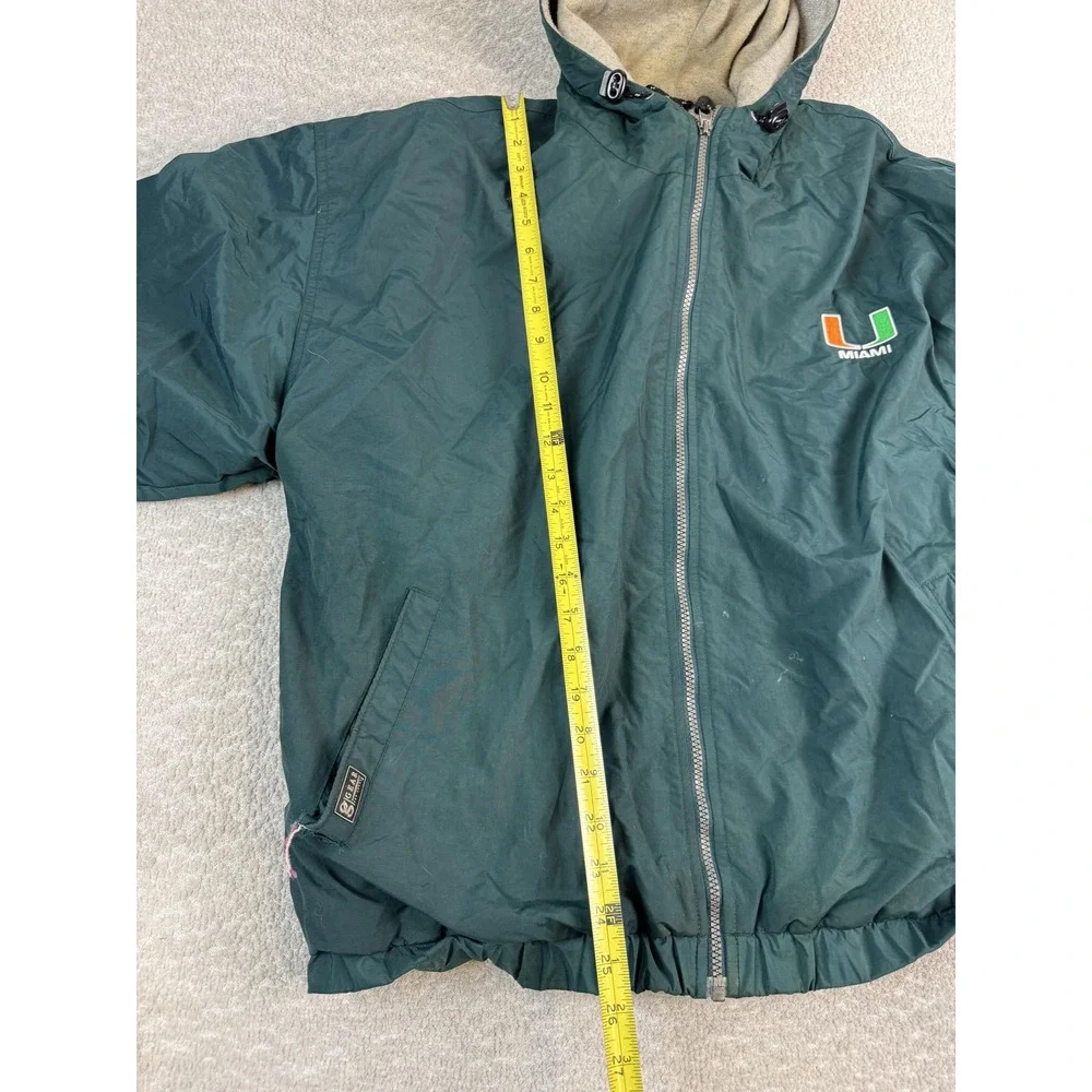 Vintage Miami Hurricanes Jacket Mens Large Green‎ NCAA College Football Hooded
